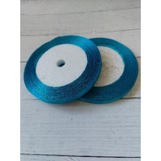 Лента атласная однотонная 0,6 см*25 ярдов цв. бирюзовый 47, цена за катушку